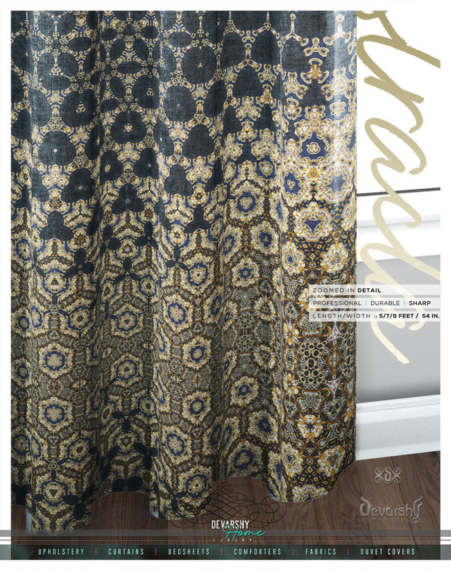 Ornamental Abstract Print PREMIUM Curtain Panel, Available on 12 Fabrics, Sheer & Heavy. Made to Order. 100172