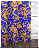 Royal Blue Gold Pattern PREMIUM Curtain Panel. Available on 12 Fabric, Heavy & Sheer. Made to Order. 100198