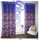 Royal Blue Gold Pattern PREMIUM Curtain Panel. Available on 12 Fabric, Heavy & Sheer. Made to Order. 100198