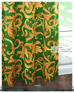 Green Gold Pattern PREMIUM Curtain Panel. Available on 12 Fabric, Heavy & Sheer. Made to Order. 100199