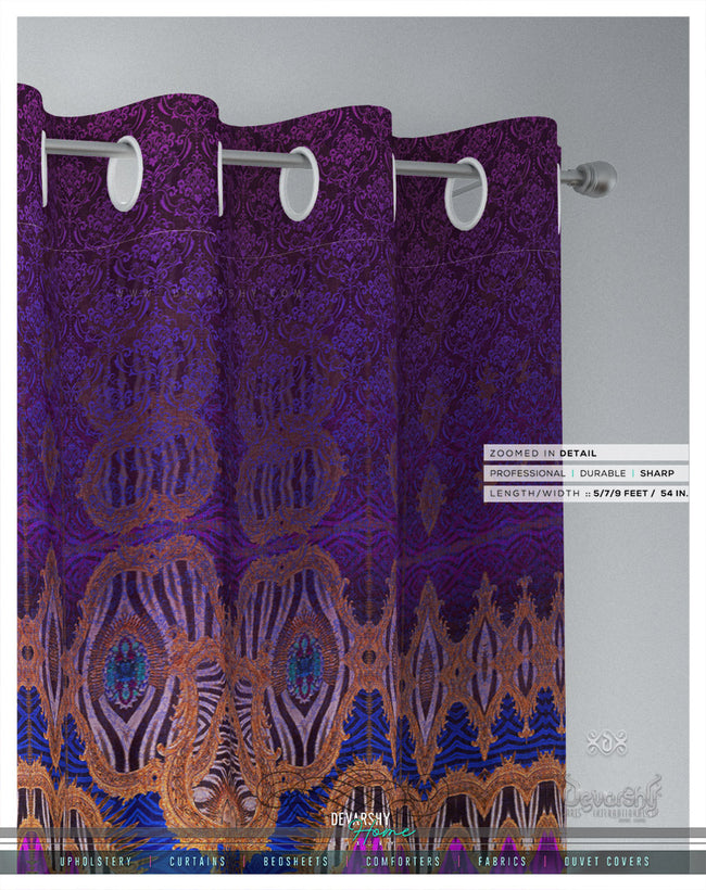 Vibrant Fuchsia Ornate PREMIUM Curtain Panel, Available on 12 Fabrics, Made to Order. 100213