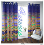 Vibrant Ornate Blue PREMIUM Curtain Panel. Available on 12 Fabrics. Heavy & Sheer. 100214