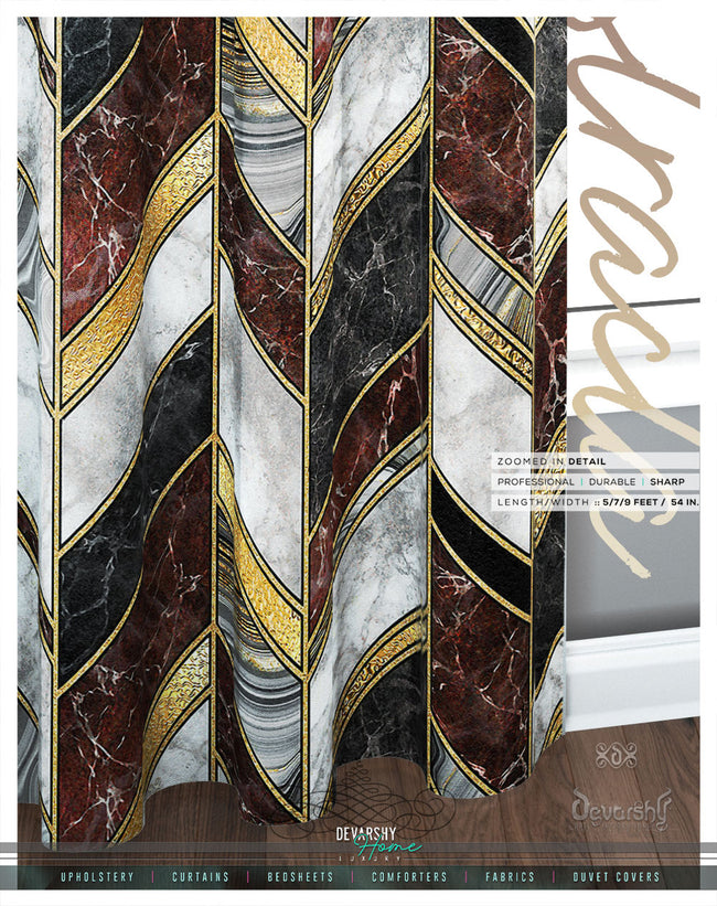 Brown Marble Print PREMIUM Curtain Panel. Available on 12 Fabrics, Made to Order. 100236