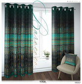 Turquoise Pattern PREMIUM Curtain Panel. 12 Fabric Options. Made to Order. Heavy And Sheer. 100247