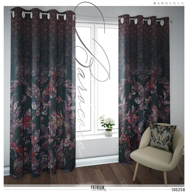 Luxurious Dark Damask PREMIUM Curtain Panel. Available on 12 Fabrics. Made to Order. 100258