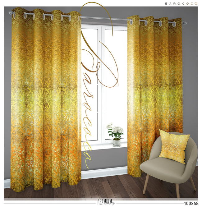 Yellow Gold Damask PREMIUM Curtain Panel. Available on 12 Fabrics. Made to Order. 100268