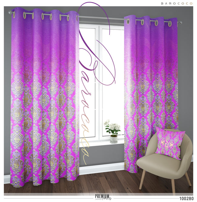 Vibrant Fuchsia Damask PREMIUM Curtain Panel. Available on 12 Fabrics. Made to Order. 100280