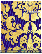 Gold Damask Pattern Blue Curtain Panel. 12 Fabric Options. Made to Order. Heavy And Sheer.  100283