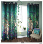 Green Abstract Art PREMIUM Curtain Panel, Available on 12 Fabrics, Made to Order. 100289