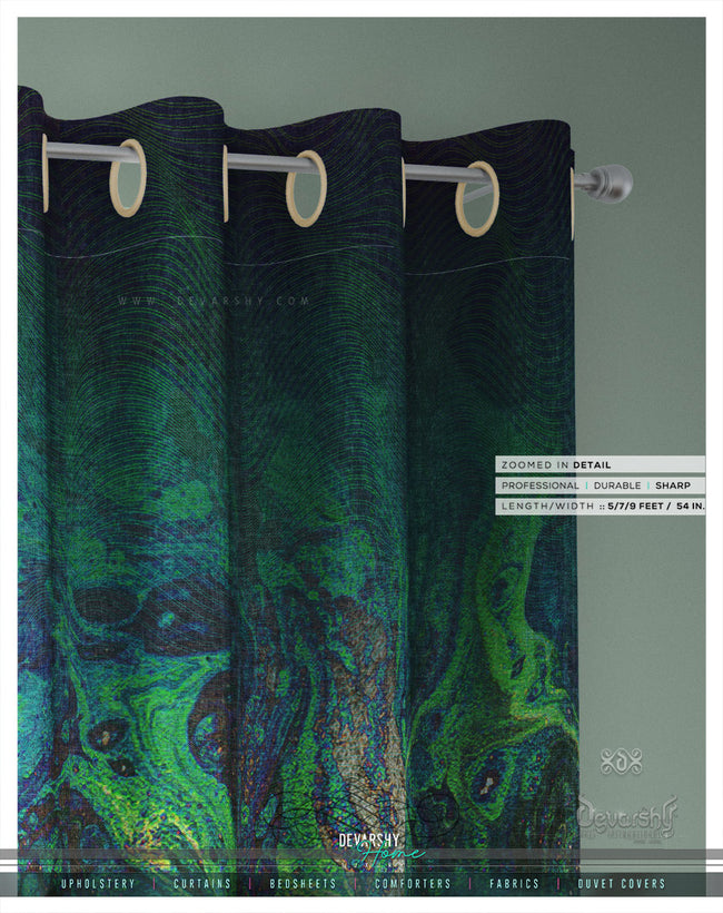 Green Abstract Art PREMIUM Curtain Panel, Available on 12 Fabrics, Made to Order. 100289