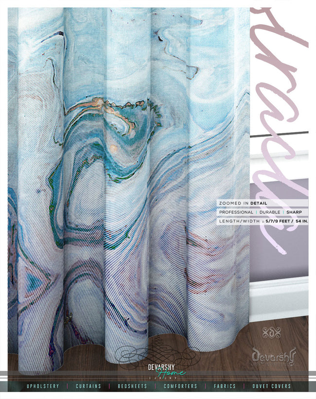 Beautiful Marbling Art PREMIUM Curtain Panel, Available on 12 Fabrics, Made to Order. 100291