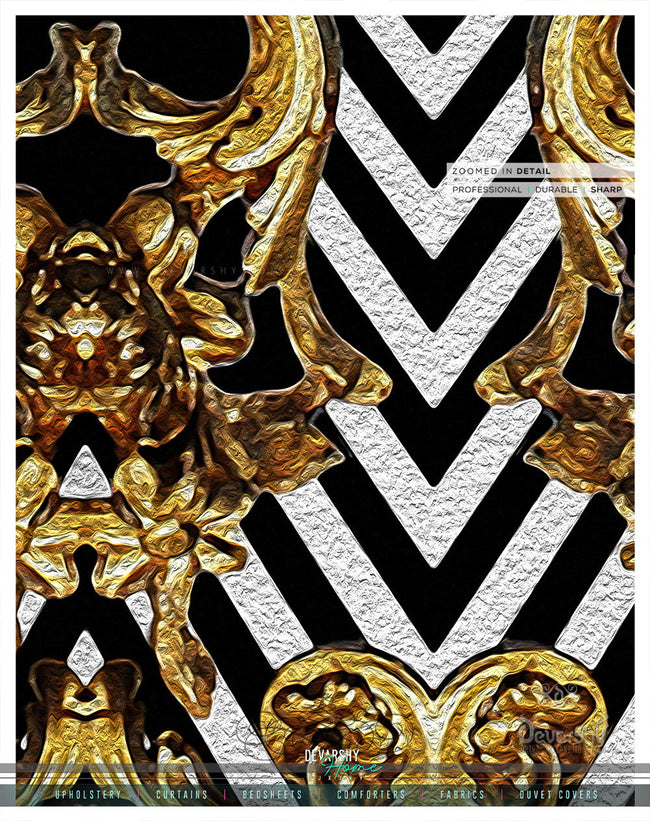 Ornamental Baroque Black PREMIUM Curtain Panel. Available on 12 Fabrics, Made to Order. 100302