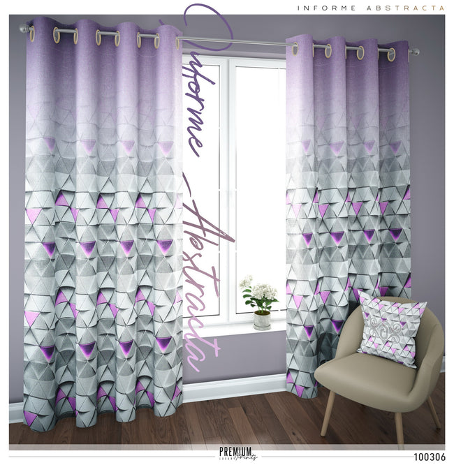 Lavender Triangulate 3D PREMIUM Curtain Panel. Available on 12 Fabrics. Made to Order. 100306