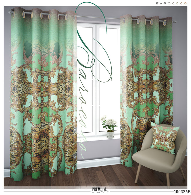 Green Animal Print PREMIUM Curtain Panel. Available on 12 Fabrics, Made to Order. 100326C