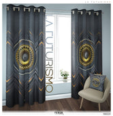 Mechanical Futuristic Design PREMIUM Curtain Panel. Available on 12 Fabrics. Made to Order. 100331