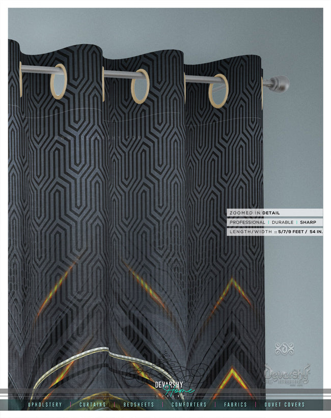 Mechanical Futuristic Design PREMIUM Curtain Panel. Available on 12 Fabrics. Made to Order. 100331