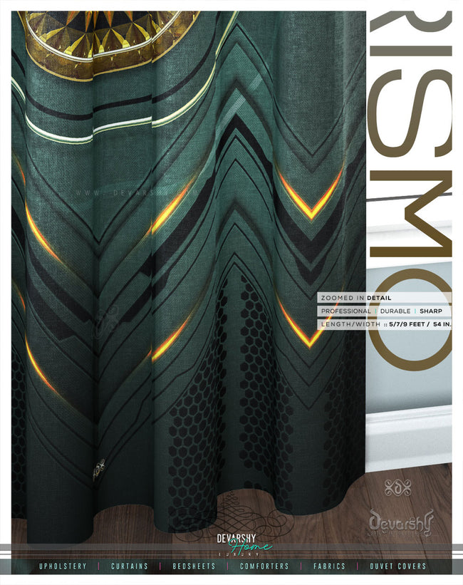 Steampunk Design Teal PREMIUM Curtain Panel. Available on 12 Fabrics. Made to Order. 100333