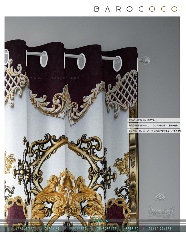 The Amber Room Burgundy PREMIUM Curtain. Available on 12 Fabrics. Made to Order. 100355C