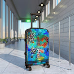 Turquoise Leopard Print Suitcase Carry-on Suitcase Animal Print Luggage Hard Shell Suitcase in 3 Sizes | 0013
