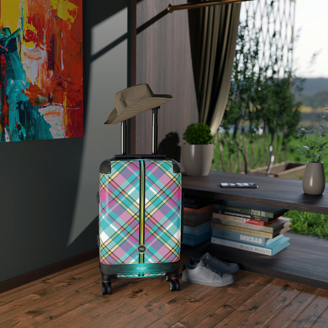 Tartan Plaids Suitcase Carry-on Suitcase Plaids Travel Luggage Hard Shell Suitcase in 3 Sizes | D20109