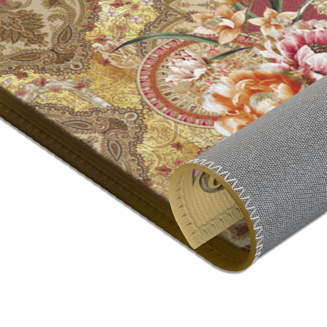 Rose Gold Florals Area Rug, Available in 3 sizes | D20016