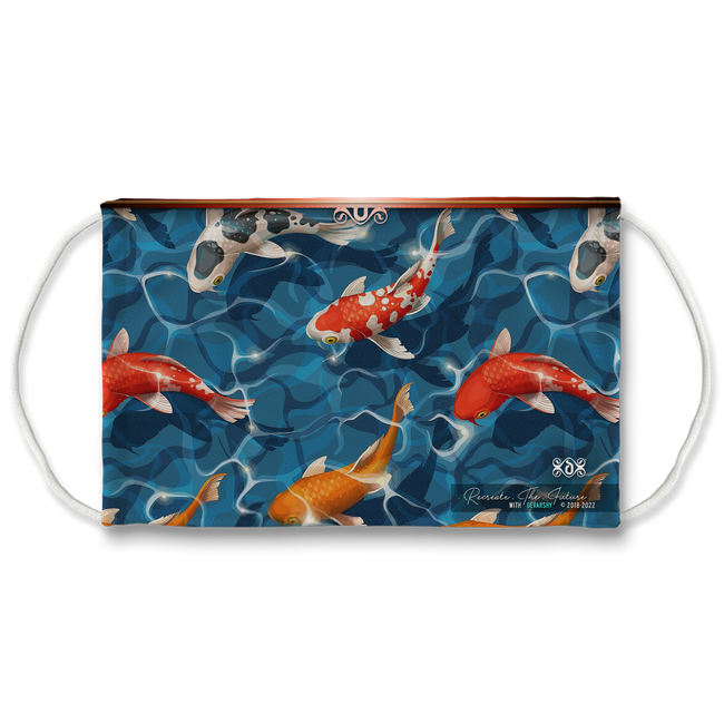 Koi Fish In Water Face Mask With Filter And Nose Wires - 11228