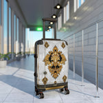Gold Medallion Suitcase 3 Sizes Carry-on Suitcase Baroque Luggage White Hard Shell Suitcase with Wheels  | XTQ1003B