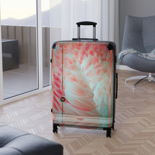Pink Feathers Suitcase Carry-on Suitcase Swan Feathers Luggage Hard Shell Suitcase in 3 Sizes  | 11222D
