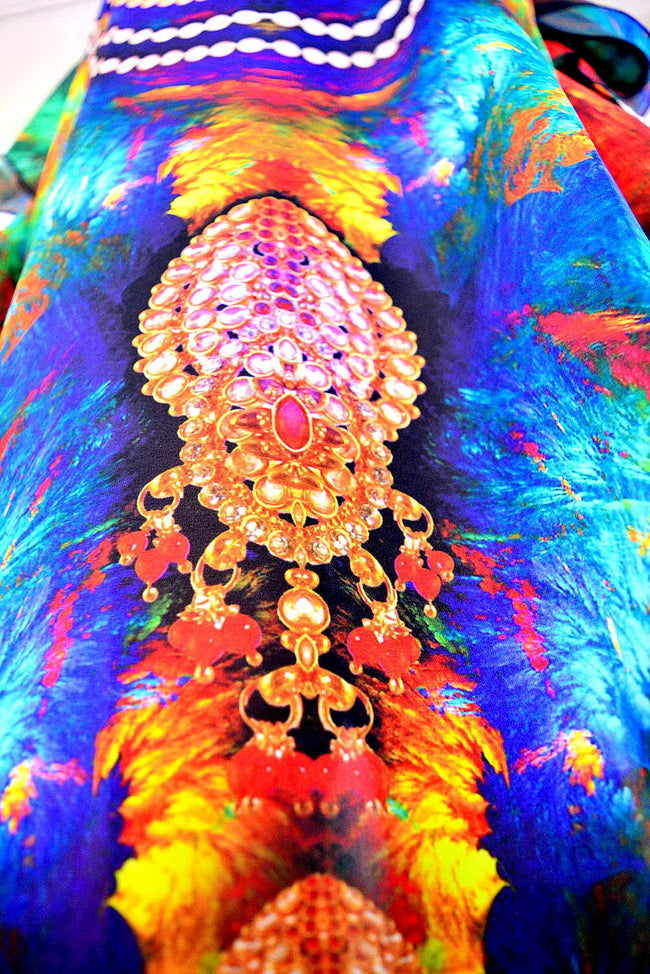 Devarshy Designer Attractive Peacock Design Long Embellished Kaftan Dress - 002 , Apparel - DEVARSHY, DEVARSHY
 - 5