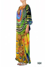 Devarshy Designer Digital Print Royal Peacock Long Embellished Kaftan Dress - 003 , Apparel - DEVARSHY, DEVARSHY
 - 2