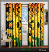 Orchid Yellow Floral Print Whiteout Curtains, 2 Panels - 1003