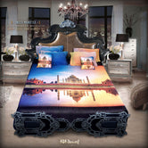 Devarshy Luxurious Taj Mahal Digital Print King size Designer Bedsheet Set