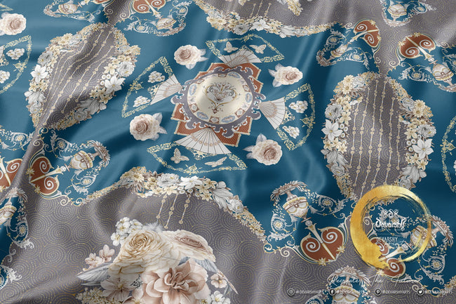 Floral Print Upholstery Fabric 3meters in 4 Colors & 12 Fabric Options Baroque Furnishing Fabrics By the Yard | 004
