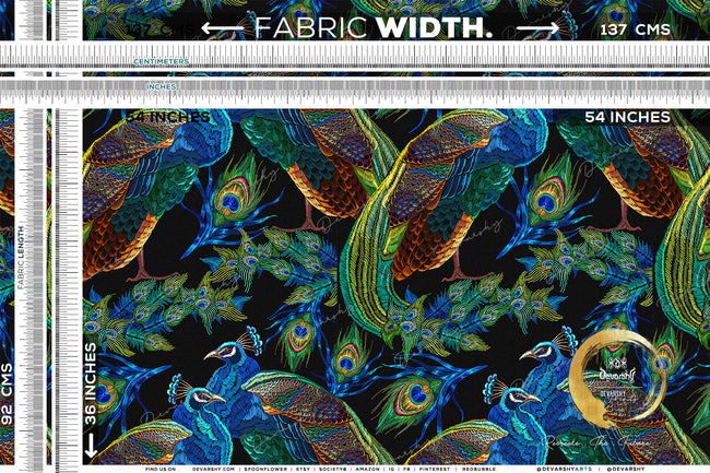 PEACOCK Print Upholstery Fabric 3meters 4 Colors & 12 Furnishing Fabrics Peacock Fabric By the Yard | D20029