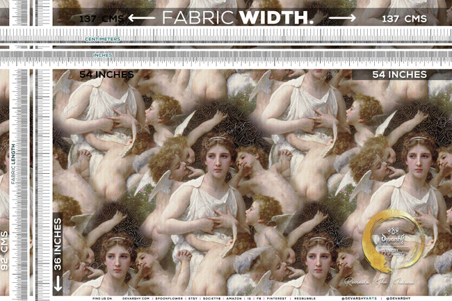 Bouguereau Lassaut Upholstery Fabric 3meters 4 Designs & 12 Fabric Options Classical Art Fabric by the Yard | D20053