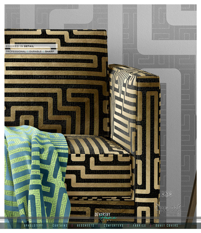 THE MAZE Upholstery Fabric 3meters 4 Colors & 12 Furnishing Fabrics Abstract Striped Fabric by the yard | D20093
