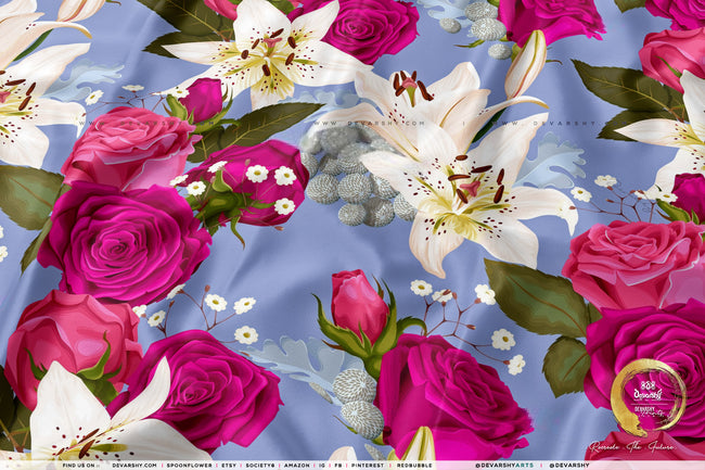 Roses Apparel Fabric 3Meters+, 9 Designs | 8 Fabrics Option | Fabric By the Yard | D20134