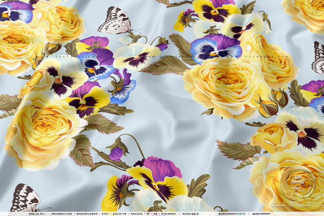 Floral Petals Apparel Fabric 3Meters+, 9 Designs | 8 Fabrics Option | Fabric By the Yard | D20150