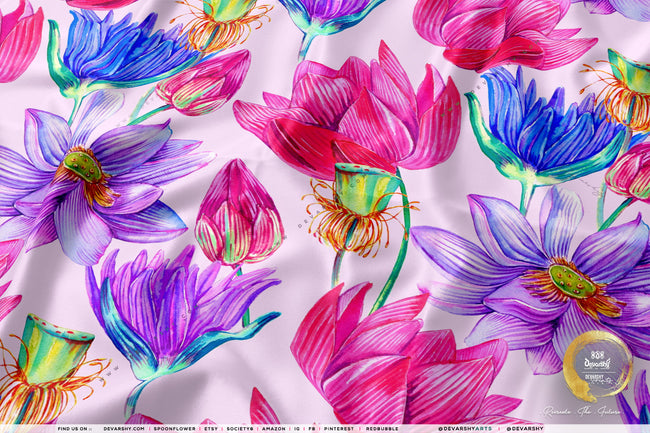 Floral Petals Apparel Fabric 3Meters+, 9 Designs | 8 Fabrics Option | Fabric By the Yard | D20150