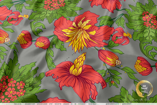 Floral Print Apparel Fabric 3Meters+, 9 Designs | 8 Fabrics Option | Fabric By the Yard | D20183