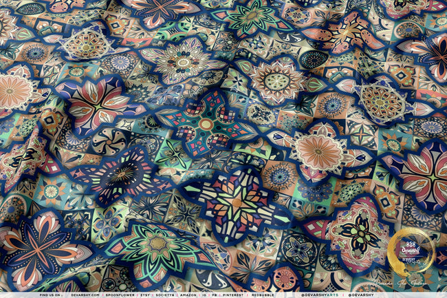 Moroccan Art Apparel Fabric 3Meters+, 9 Designs | 8 Fabrics Option | Fabric By the Yard | D20304