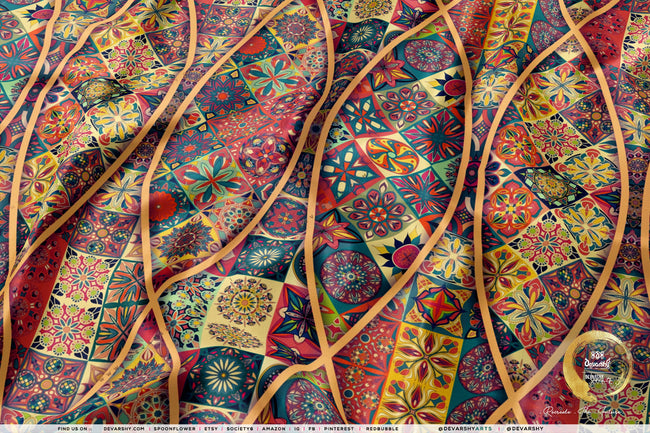 Moroccan Design Apparel Fabric 3Meters+, 9 Designs | 8 Fabrics Option | Fabric By the Yard | D20312