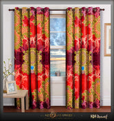 Scarlet Baroque 7 Feet Premium Curtain Panel, Blackout Curtain, 2 Fabric Option - 1025D