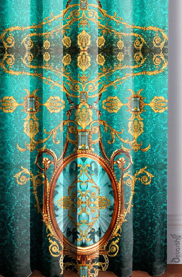 Devarshy Turquoise Baroque Decorative Designer Room Curtains Panels , Home Decor - DEVARSHY, DEVARSHY
 - 4