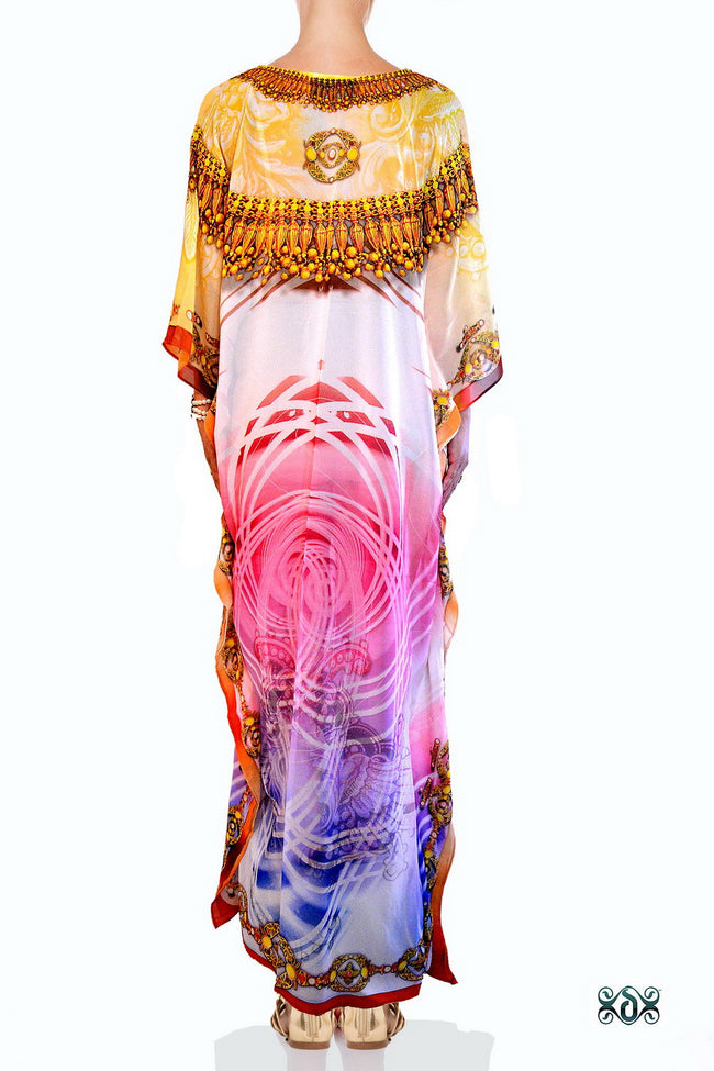 Devarshy Designer Decorative Ornamental Digital print Long Embellished Kaftan -1011 B , Apparel - DEVARSHY, DEVARSHY
 - 3