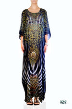 Devarshy Digital print Zebra Animal print Long Embellished Kaftan Dress - 1036A , Apparel - DEVARSHY, DEVARSHY
 - 1