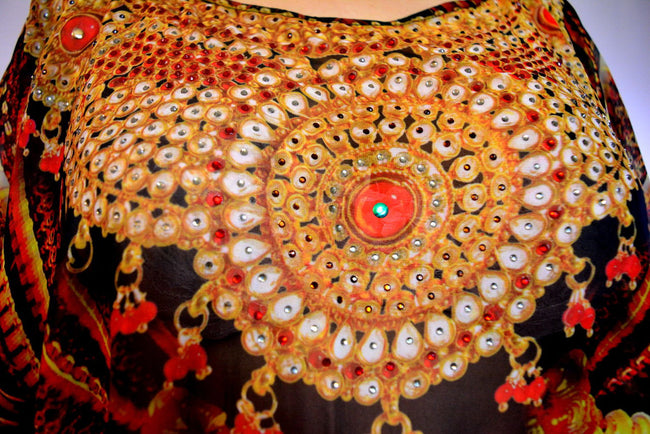 AURUM 79 Intricate Golden Ornate Devarshy Long Embellished Kaftan - 1049A.