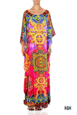 Devarshy Designer Pinkish Stylish Tibetan Design Long embellished printed Kaftan -1066A , Apparel - DEVARSHY, DEVARSHY
 - 1