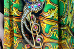 Vibrant Green Kaftan, Short Georgette Kaftan, Crystals Embellished Caftan - 1104B