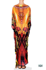 Devarshy Digital print Golden Red Decorative Long Embellished Designer Kaftan - 1105C , Apparel - DEVARSHY, DEVARSHY
 - 3